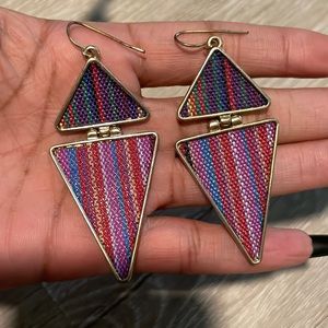 Gold multi color triangle design earrings #36